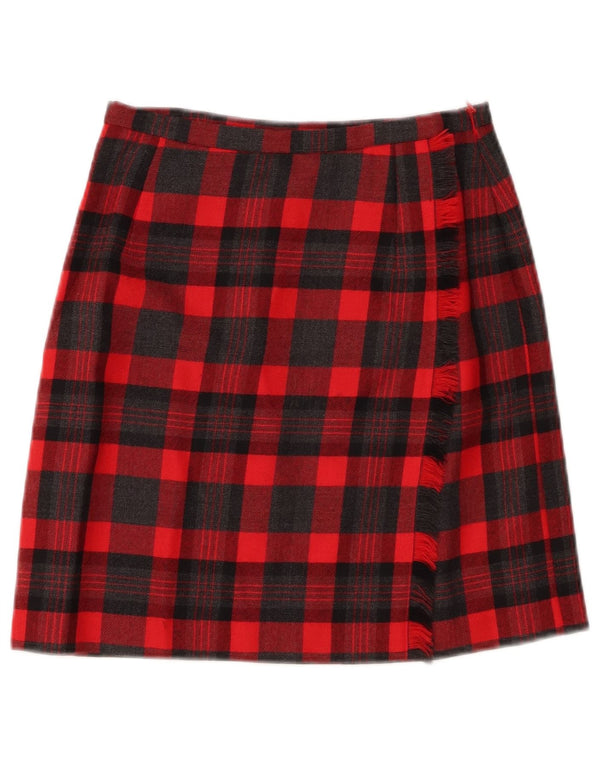 Женская мини-юбка VINTAGE W22 2XS в красную клетку из шерсти