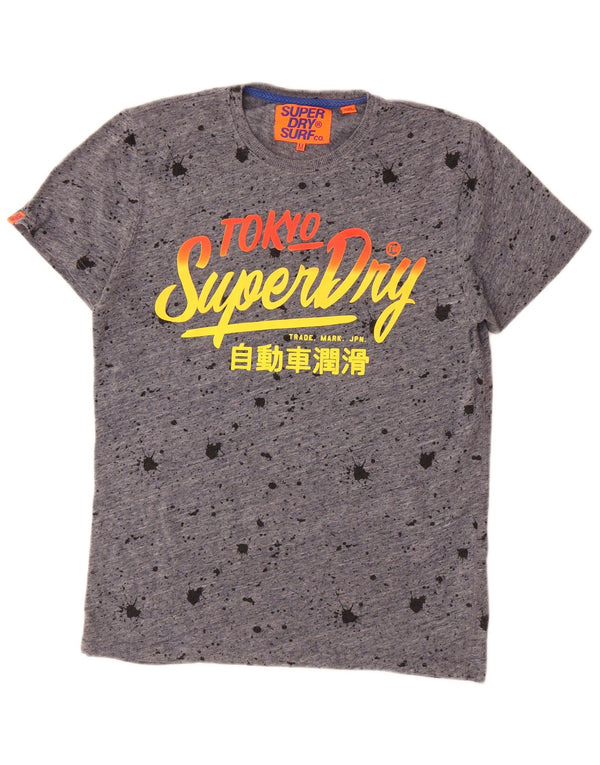 Мужская футболка с рисунком Superdry, топ среднего серого цвета, хлопок Tie Dye