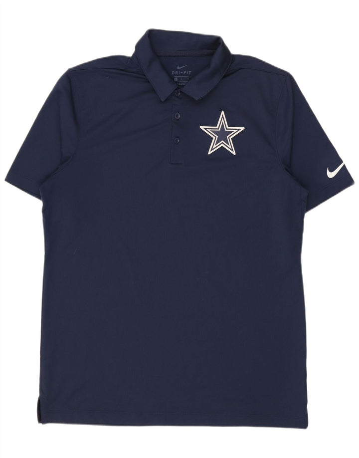 Мужская рубашка-поло Nike Dri Fit среднего размера, темно-синяя