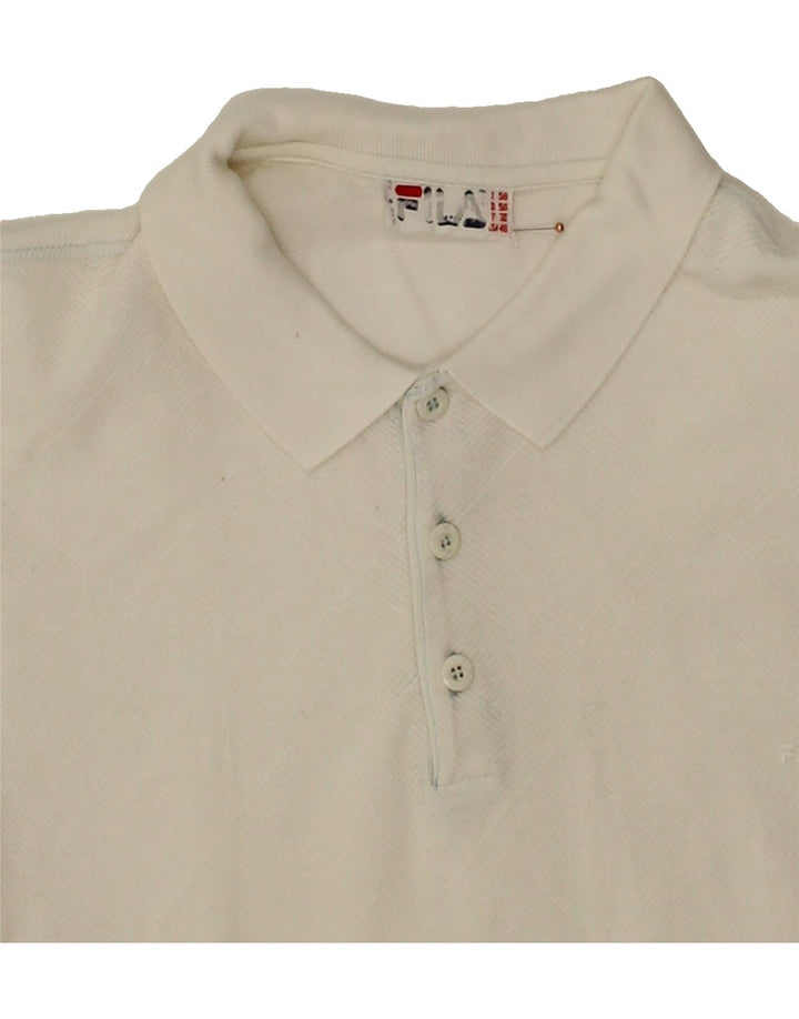 FILA Mens Polo Shirt IT 56 2XL White Check Vintage Fila and Second-Hand Fila from Messina Hembry 