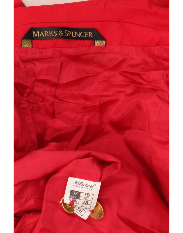 Женский двубортный пиджак Marks & Spencer, Великобритания, 10, маленький, красный, шерстяной