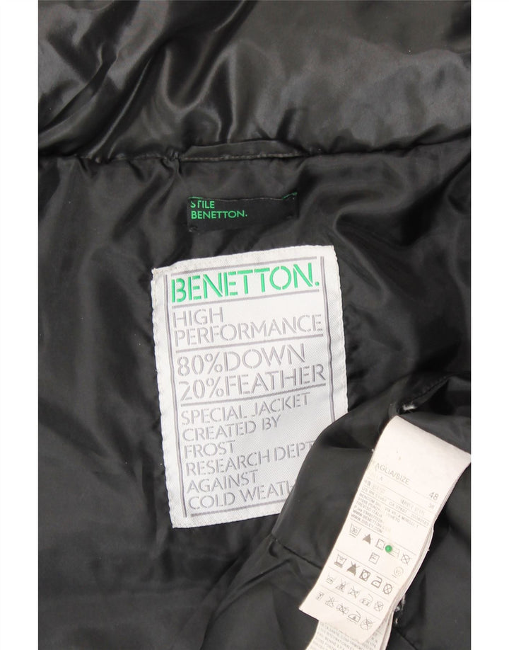 BENETTON Womens Double Breasted Padded Jacket IT 48 Large Black Polyester