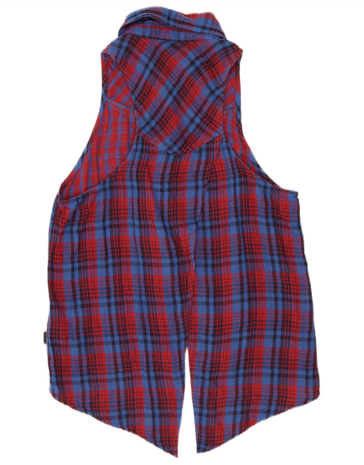Женская блузка-рубашка без рукавов Vans UK 12, хлопок в красную клетку среднего размера