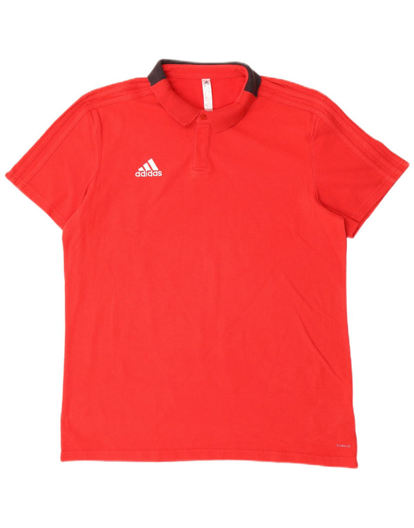 Adidas Mens Climalite Polo Shirt XL Red Colourblock Cotton