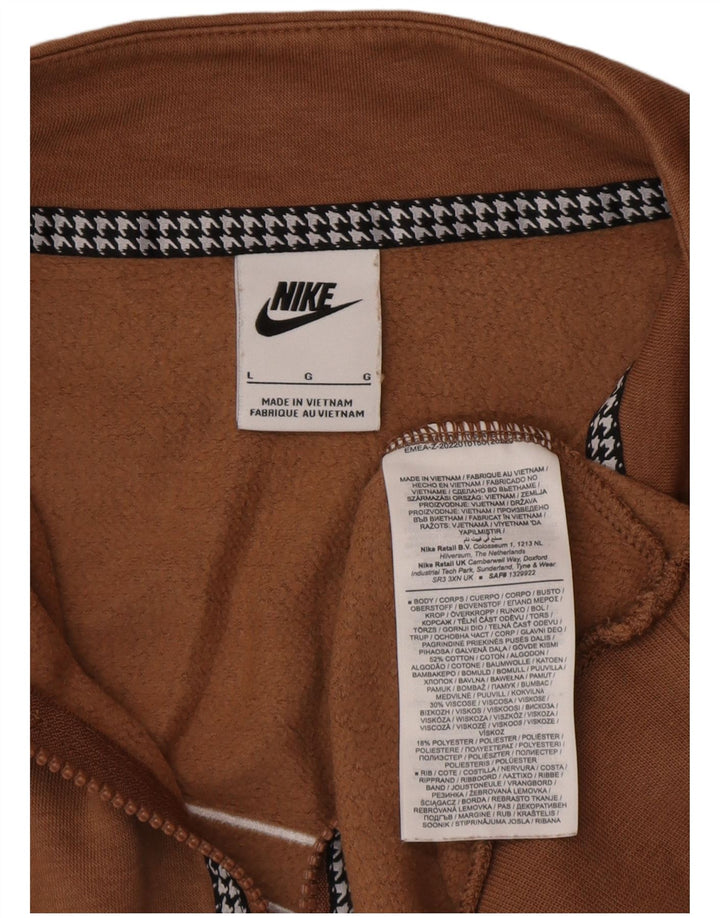 Женский свободный свитер с рисунком Nike UK 16, большой коричневый хлопок