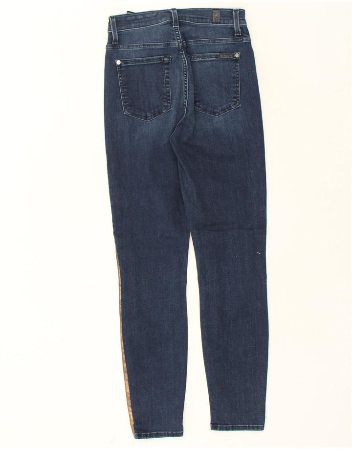 7 FOR ALL MANKIND Womens Skinny Jeans W25 L27 Blue Colourblock Cotton | Vintage 7 For All Mankind | Thrift | Second-Hand 7 For All Mankind | Used Clothing | Messina Hembry 