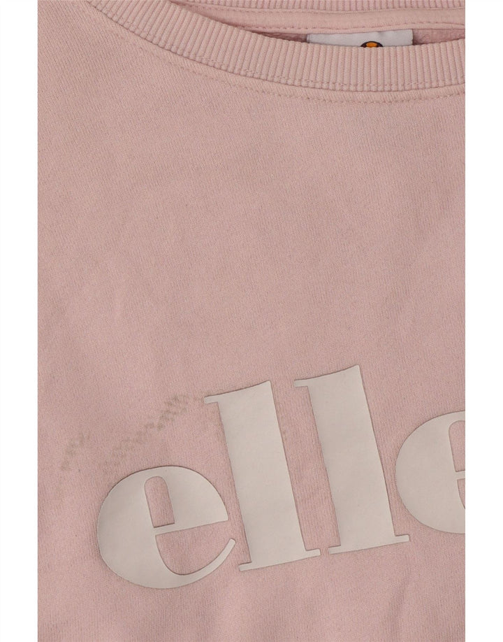ELLESSE Womens Graphic Sweatshirt Jumper UK 12 Medium  Pink Cotton