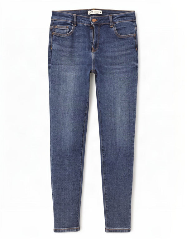 Женские укороченные джинсы скинни Zara EU 40 Medium W30 L26 Синий хлопок