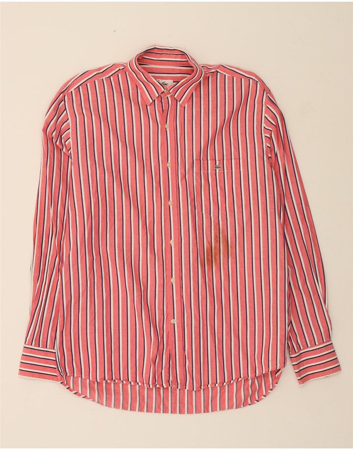 LACOSTE Mens Shirt Size 40 Large Pink Pinstripe Cotton Vintage Lacoste and Second-Hand Lacoste from Messina Hembry 