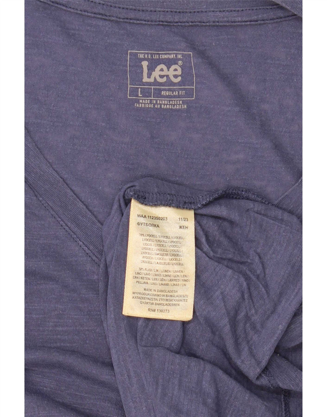 Женская футболка Lee Regular Fit Top UK 16, большой синий лиоцелл