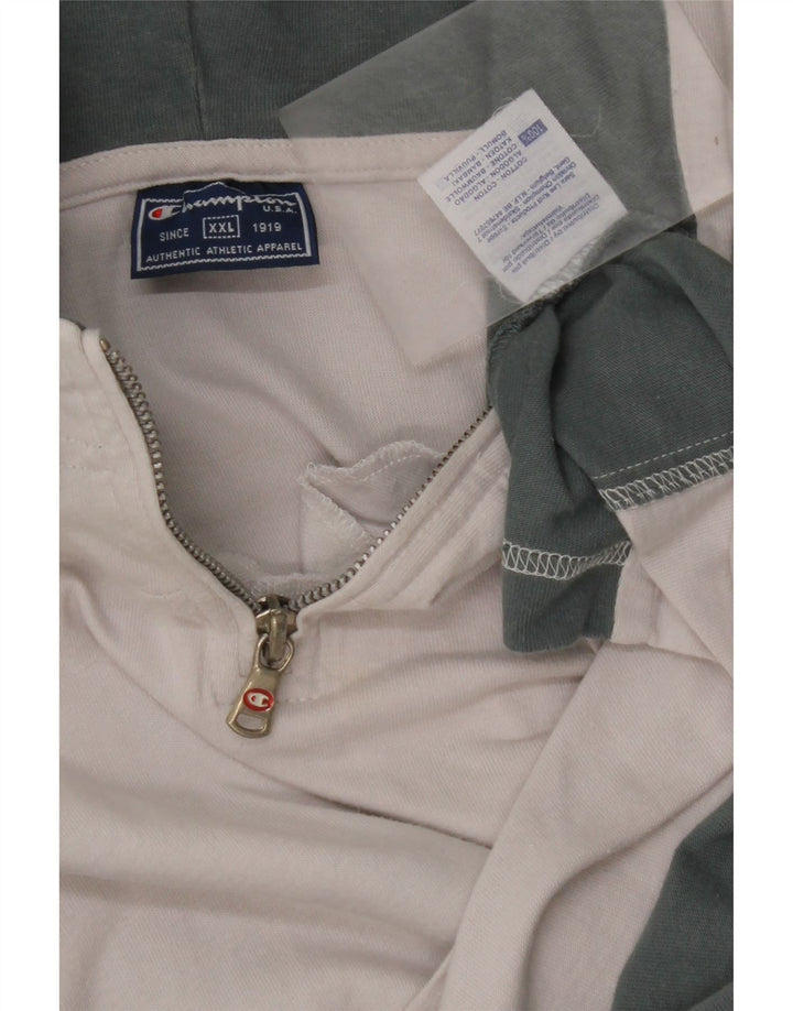 Мужская футболка CHAMPION с капюшоном на молнии, топ 2XL, белый хлопок с цветными блоками