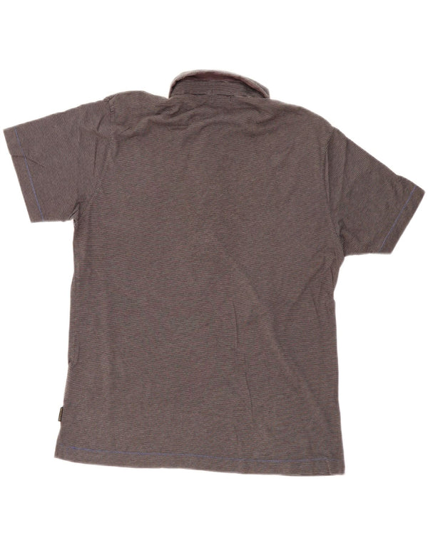 PAUL SMITH Mens Polo Shirt Medium Grey Pinstripe Cotton