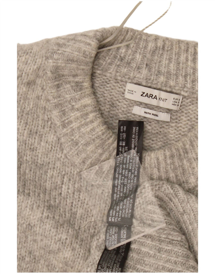 Женский свободный джемпер с круглым вырезом Zara UK 10, маленький серый в крапинку