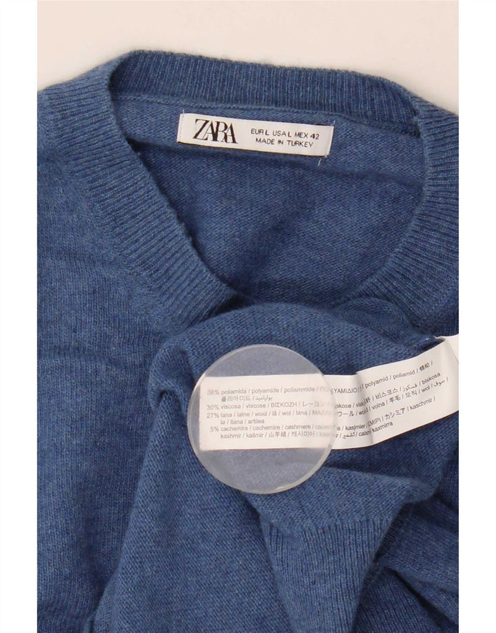 Мужской джемпер с круглым вырезом Zara, большой синий полиамид