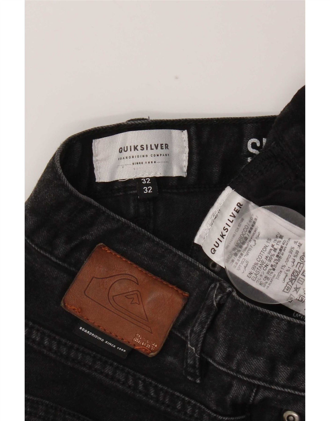 Мужские узкие джинсы Quiksilver W32 L32, черный хлопок