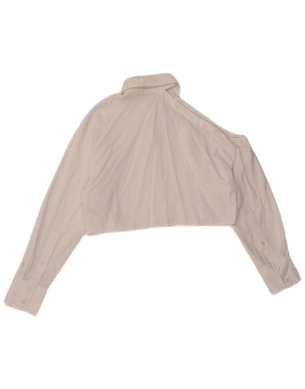 Женская укороченная блузка-рубашка оверсайз Zara UK 10, маленькая белая хлопковая