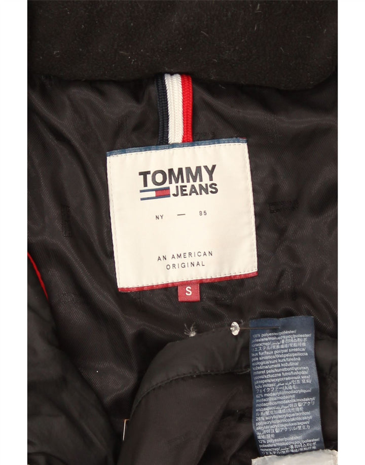 Tommy Hilfiger Женское стеганое пальто с капюшоном UK 10, маленький черный полиэстер