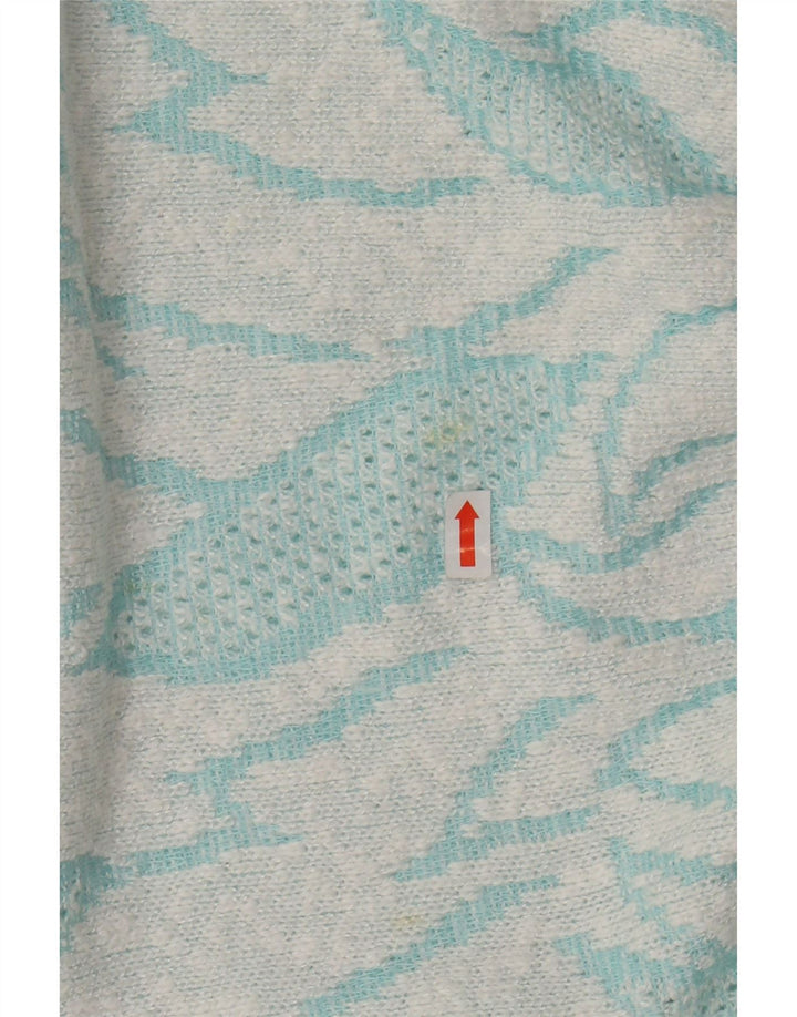 VINTAGE Женский джемпер с круглым вырезом IT 50 XL Бирюзовый цветных блоков