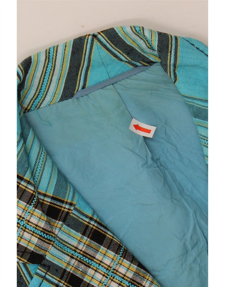 RALPH Womens 3 Button Blazer Jacket IT 42 Medium Blue Check Viscose