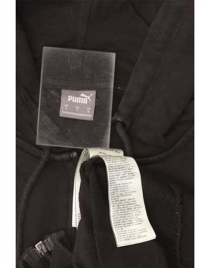 Женский свитер с капюшоном на молнии с графическим рисунком PUMA UK 10, маленький, черный, хлопок