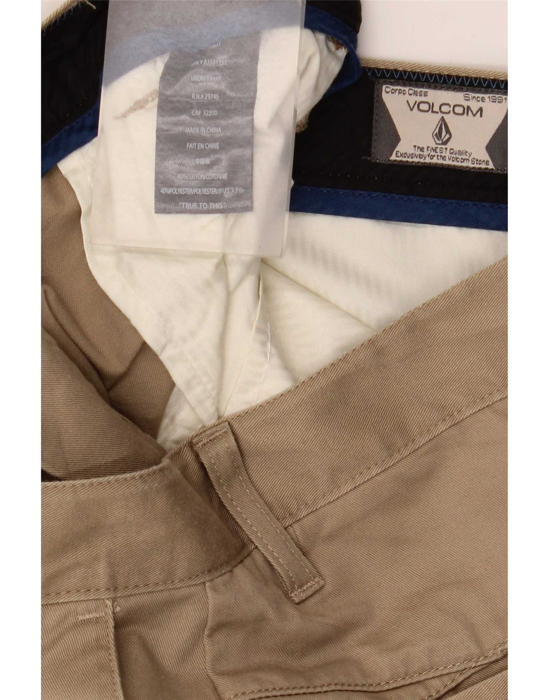 Мужские узкие брюки-чиносы Volcom W36 L34, бежевый хлопок