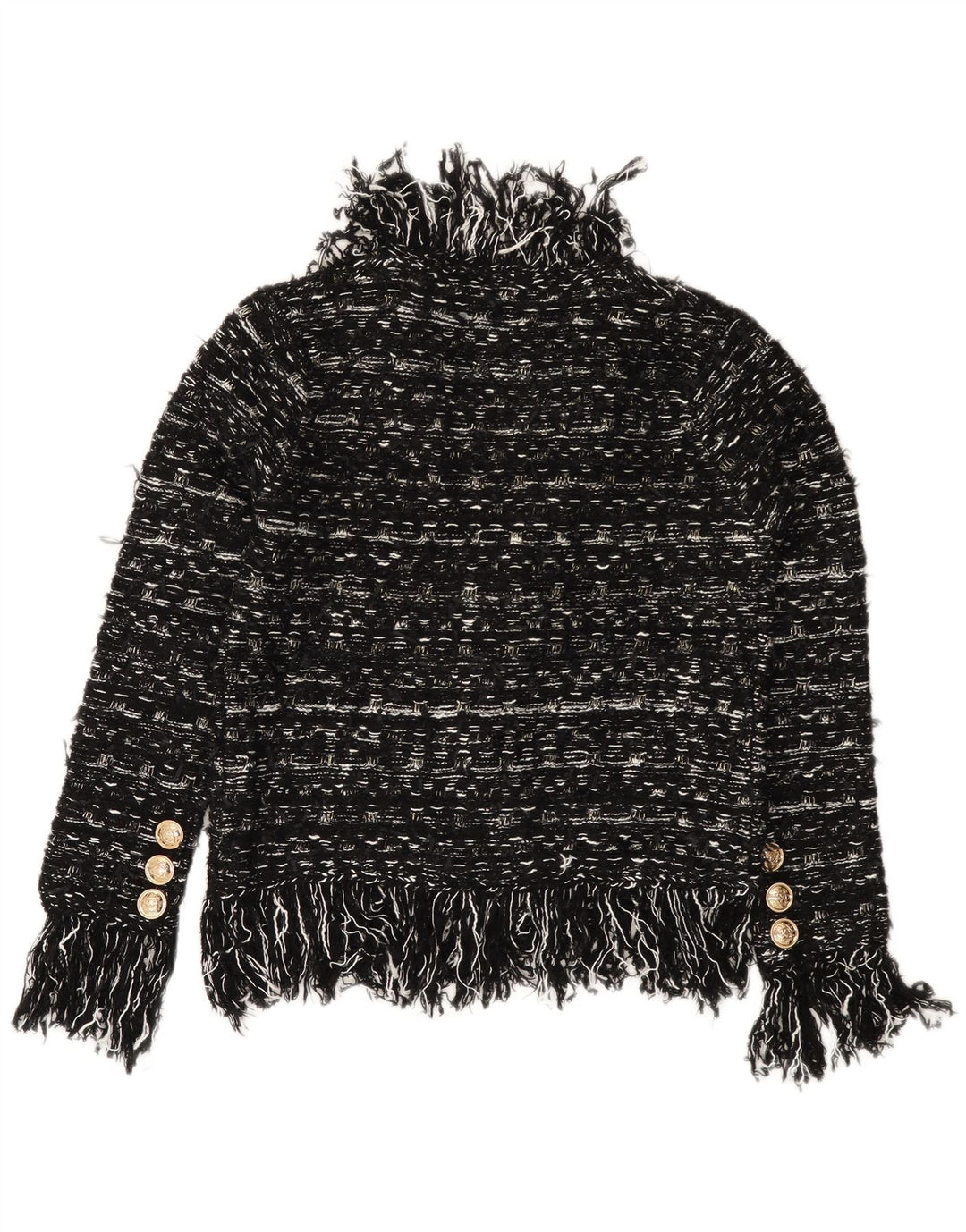 ВИНТАЖНЫЙ женский кардиган-свитер UK 10, маленький акрил в черную полоску