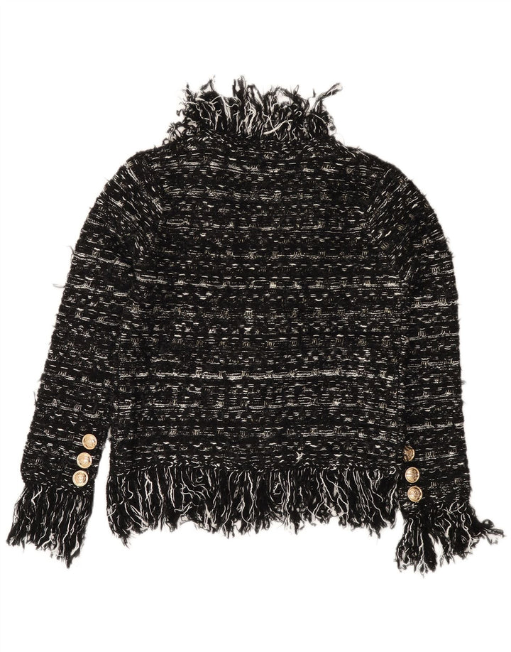 ВИНТАЖНЫЙ женский кардиган-свитер UK 10, маленький акрил в черную полоску