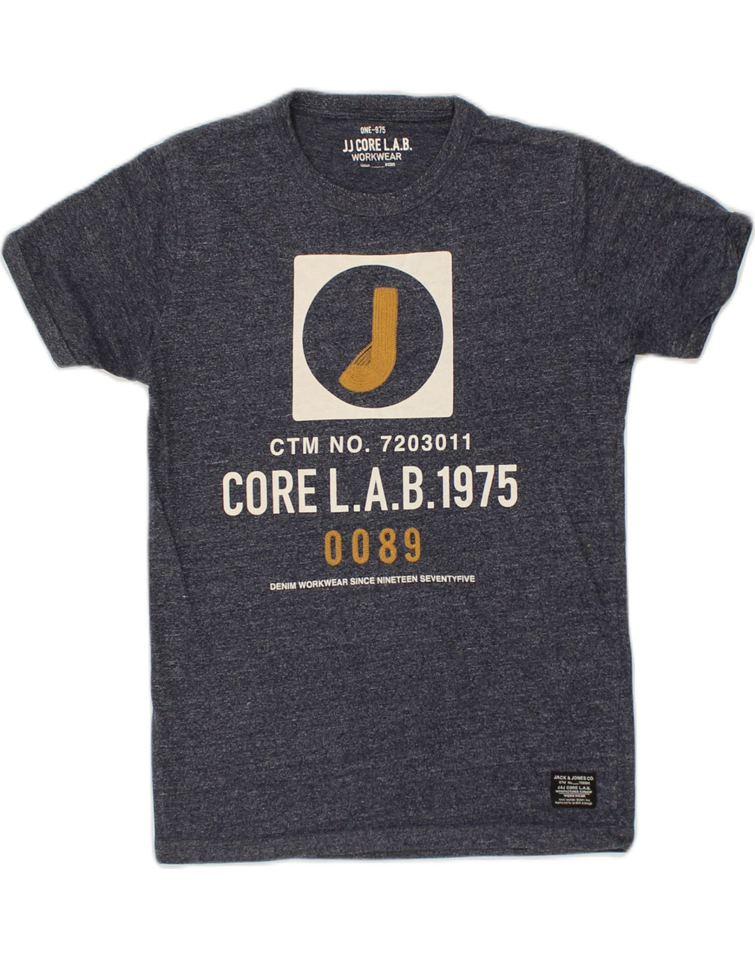 JACK & JONES Mens Graphic T-Shirt Top Small Navy Blue Flecked Cotton | Vintage Jack & Jones | Thrift | Second-Hand Jack & Jones | Used Clothing | Messina Hembry 