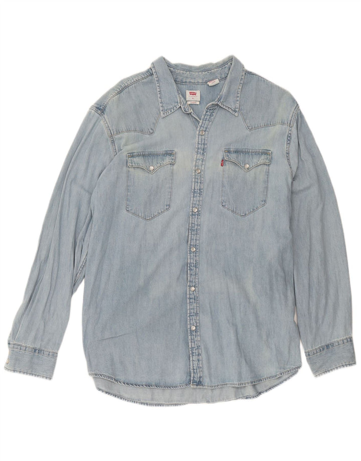 Мужская джинсовая рубашка Levi's XL, синяя, хлопок