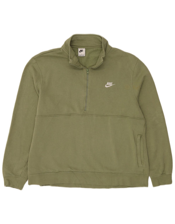 Мужской свитер с воротником на молнии Nike XL, зеленый хлопок