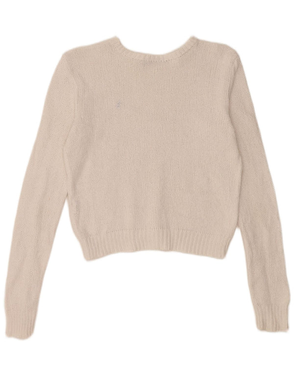 Женский укороченный джемпер с вырезом лодочкой RALPH LAUREN UK 12, средний белый