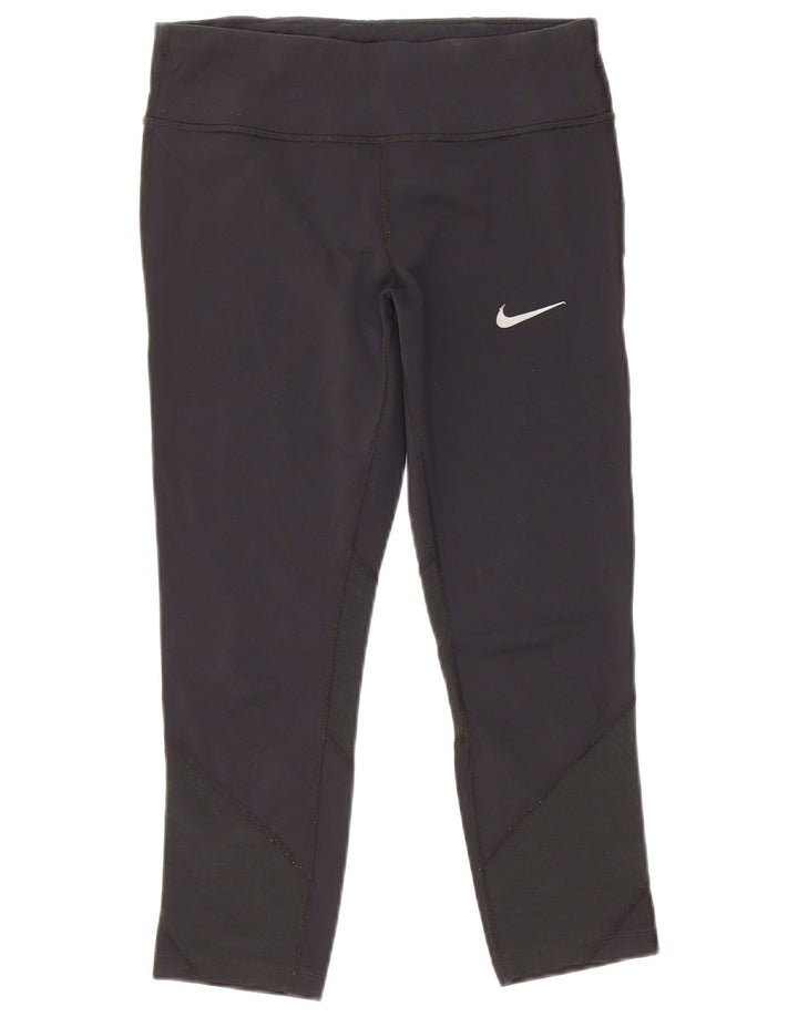 Женские леггинсы-капри Nike Dri Fit UK 12, средний черный нейлон