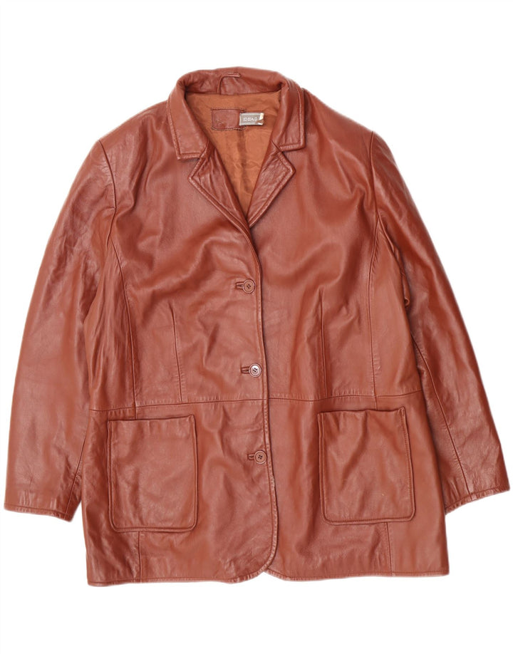 Классический женский кожаный пиджак с 3 пуговицами, Великобритания, 26, 5XL, коричневый кожаный