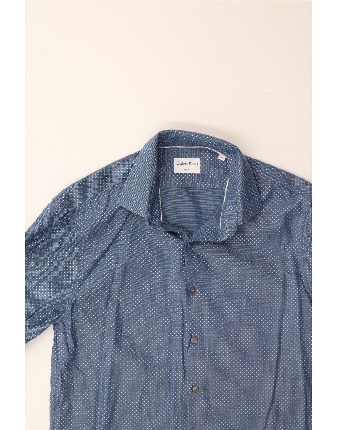 CALVIN KLEIN Mens Slim Fit Shirt Size 39 Medium Blue Spotted Cotton Vintage Calvin Klein and Second-Hand Calvin Klein from Messina Hembry 