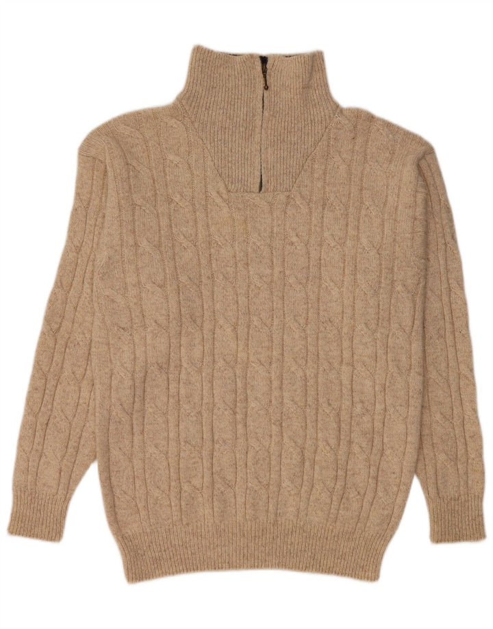 Мужской джемпер с воротником на молнии GIANI FEROTI, большой бежевый шерстяной свитер