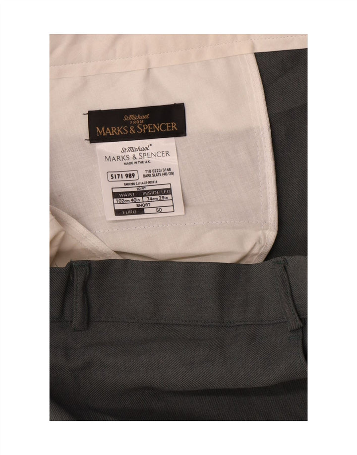 Мужские прямые брюки-чиносы Marks & Spencer W40 L29 серые из полиэстера