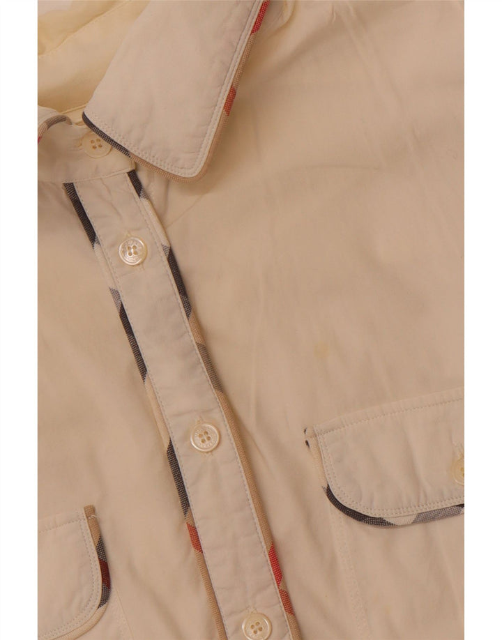 BURBERRY Женская рубашка в стиле милитари без рукавов UK 14, большой размер, белый хлопок