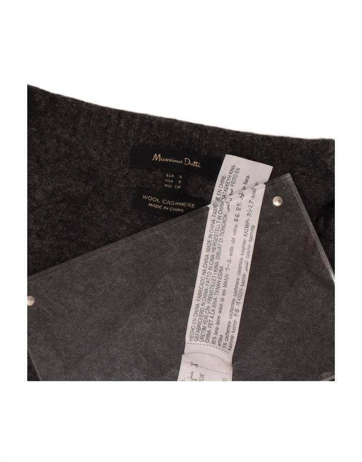 MASSIMO DUTTI Womens V-Neck Jumper Sweater UK 10 Small Grey Wool
