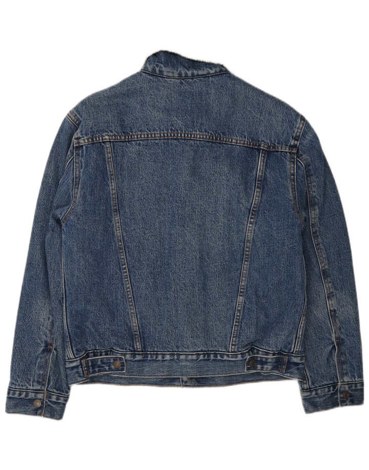 Мужская джинсовая куртка шерпа Levi's UK 36, маленькая синяя, хлопок