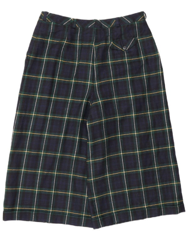 Винтажные женские шорты-бермуды с высокой талией EU 42, большие W30, темно-синие в клетку