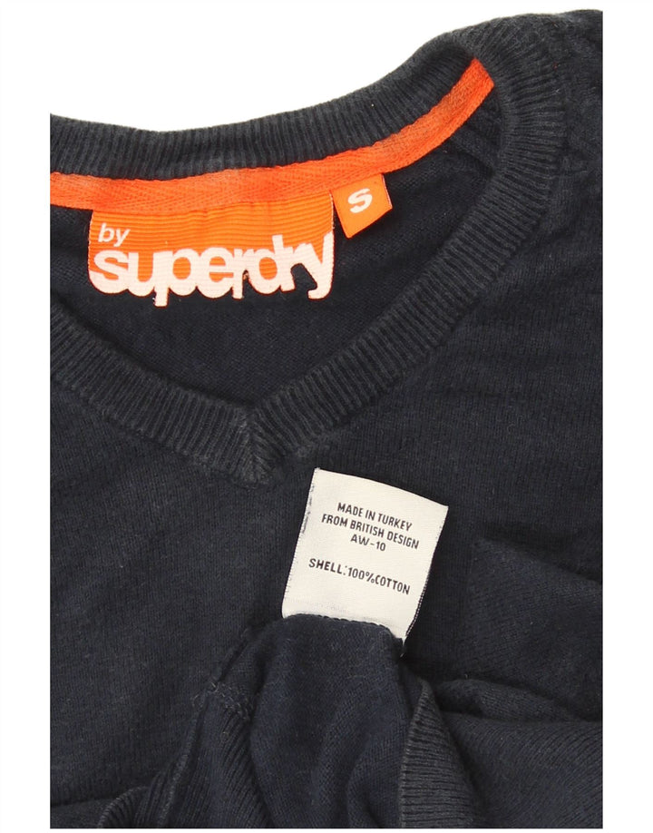 Мужской джемпер с v-образным вырезом Superdry, маленький темно-синий, хлопковый