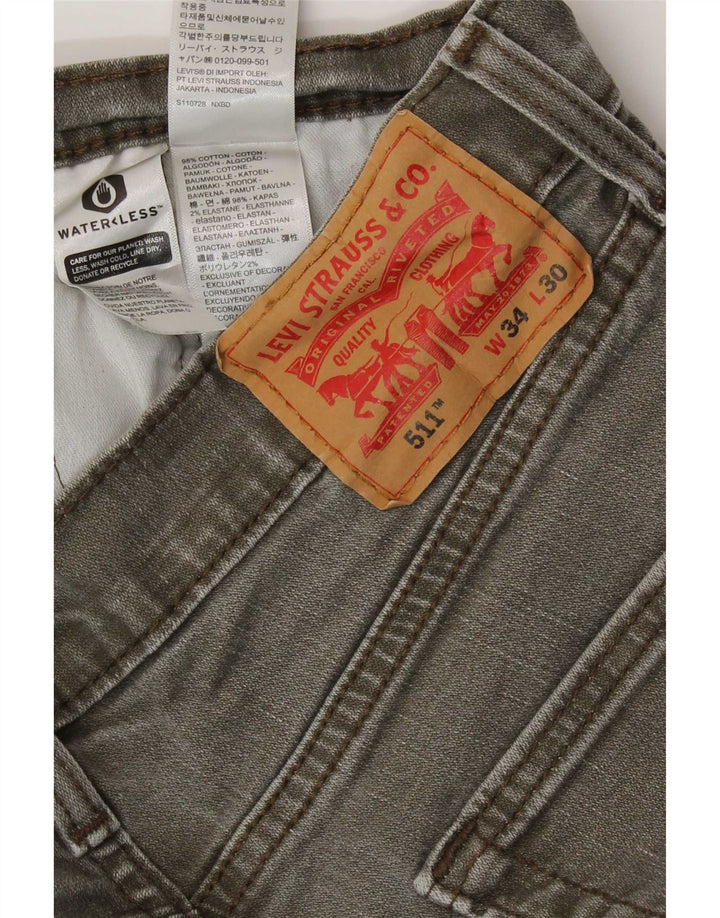 Мужские джинсы Levi's Slim 511 W34 L30, коричневые, хлопок