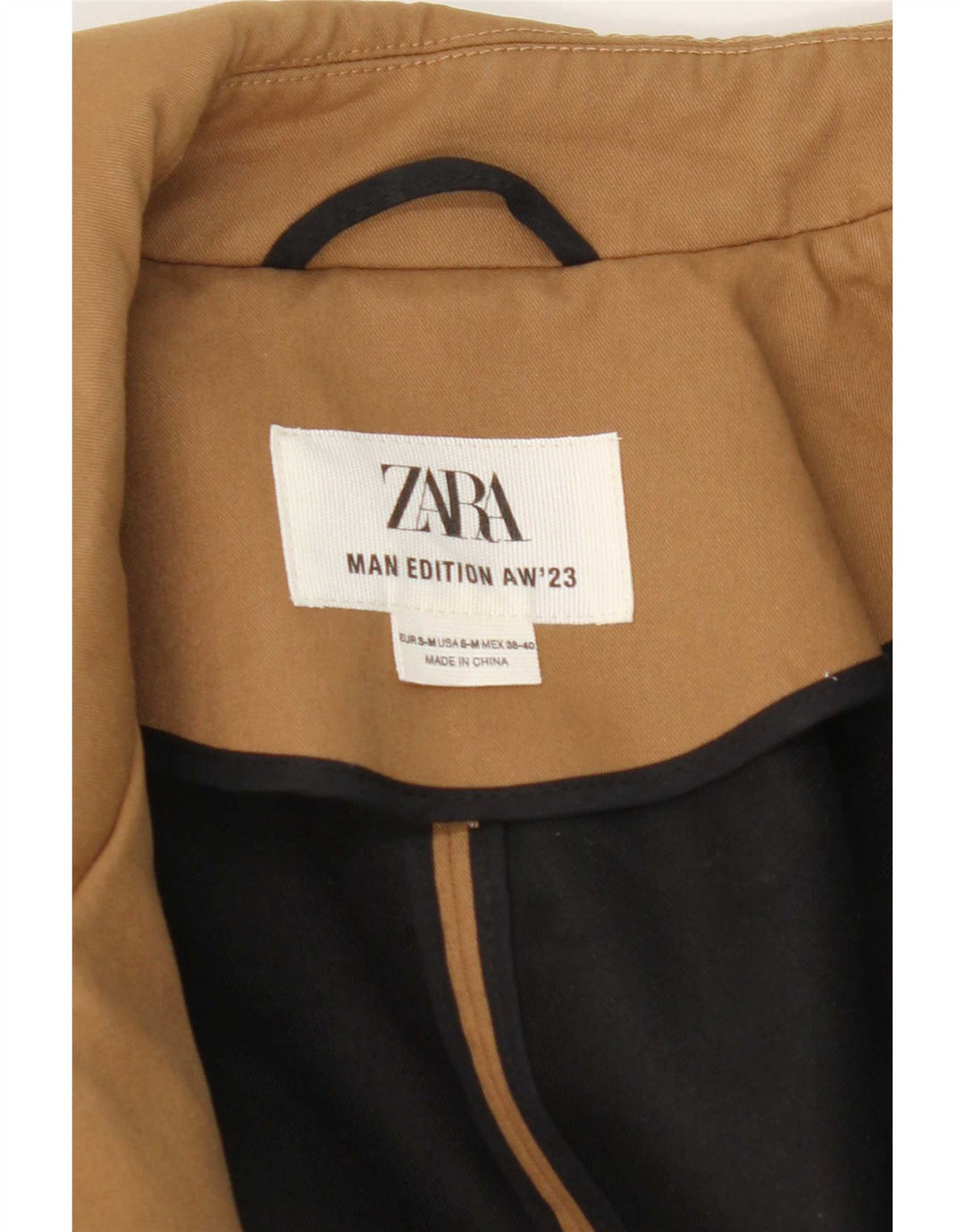 Мужское пальто Zara UK 38, средний бежевый, полиэстер