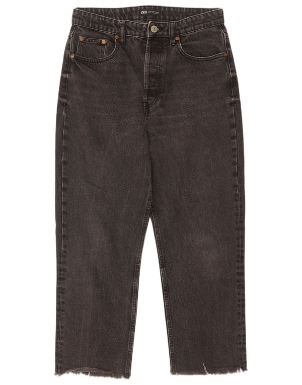Женские укороченные зауженные джинсы с высокой талией Zara EU 42, большие W32 L26, черный хлопок