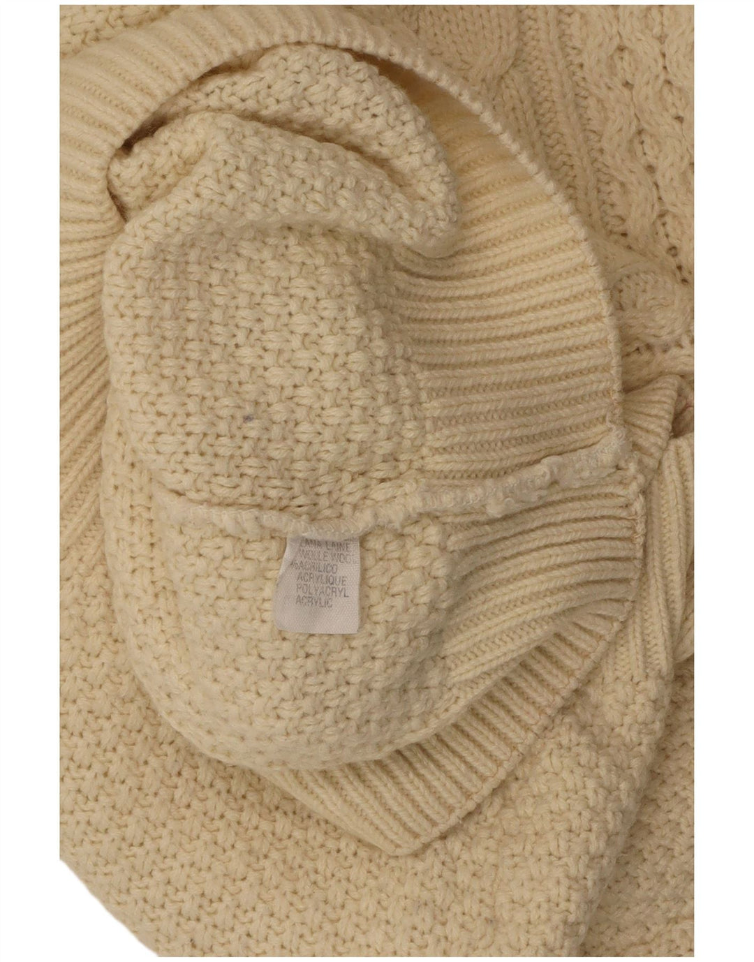 ВИНТАЖНЫЙ женский джемпер с высоким воротником, Великобритания, 18 XL, белая шерсть