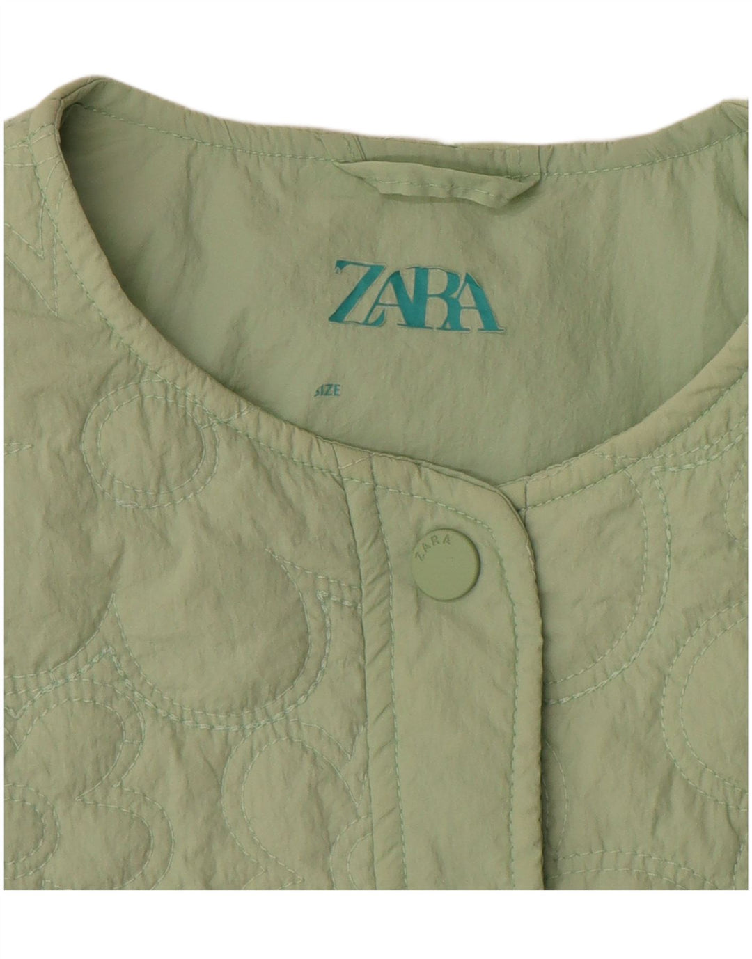 Женская стеганая куртка Zara UK 4 XS, зеленый нейлон