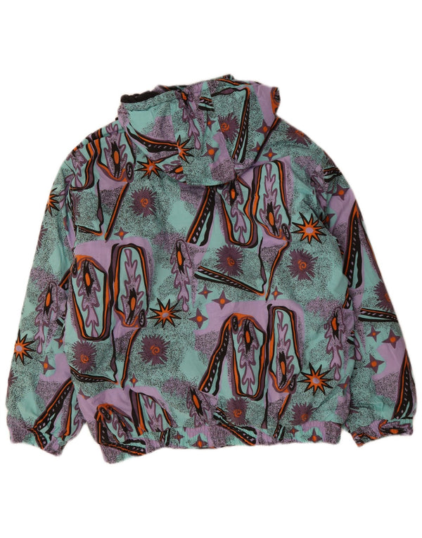 ВИНТАЖНАЯ Мужская ветровка с абстрактным узором, Великобритания 38, средний бирюзовый цвет