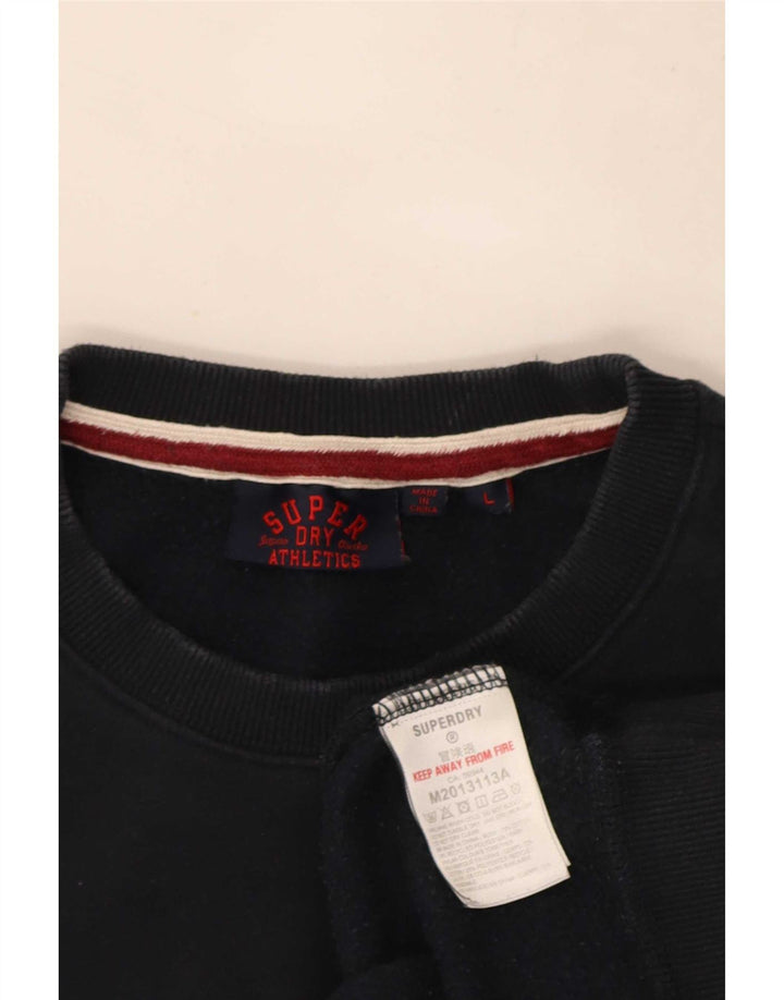 Мужской свитер Superdry, большой темно-синий хлопковый джемпер