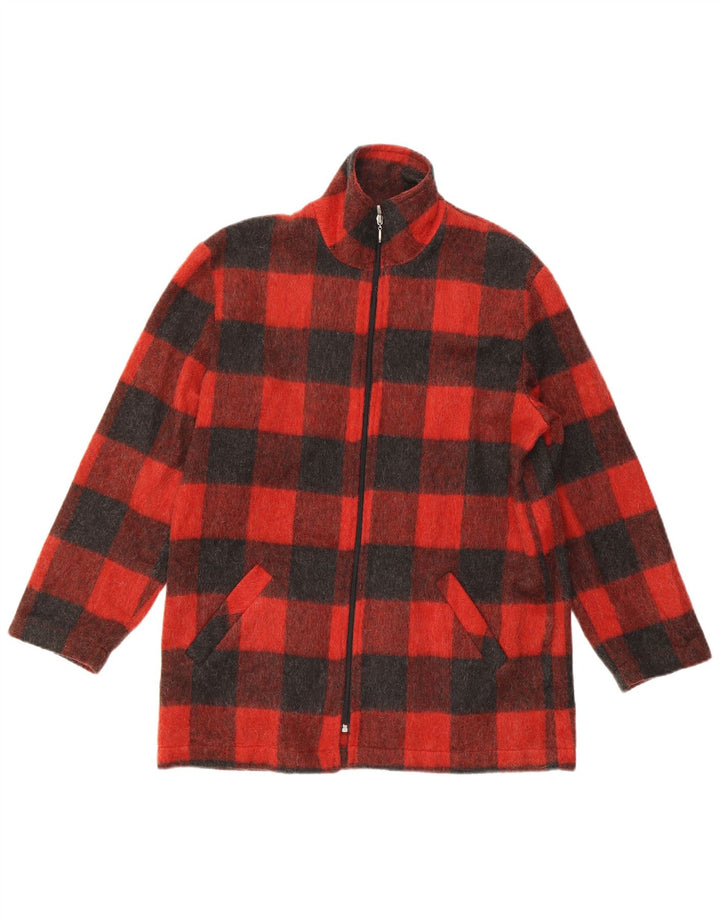 TREND Mens Bomber Jacket UK 38 Medium Red Check Polyester