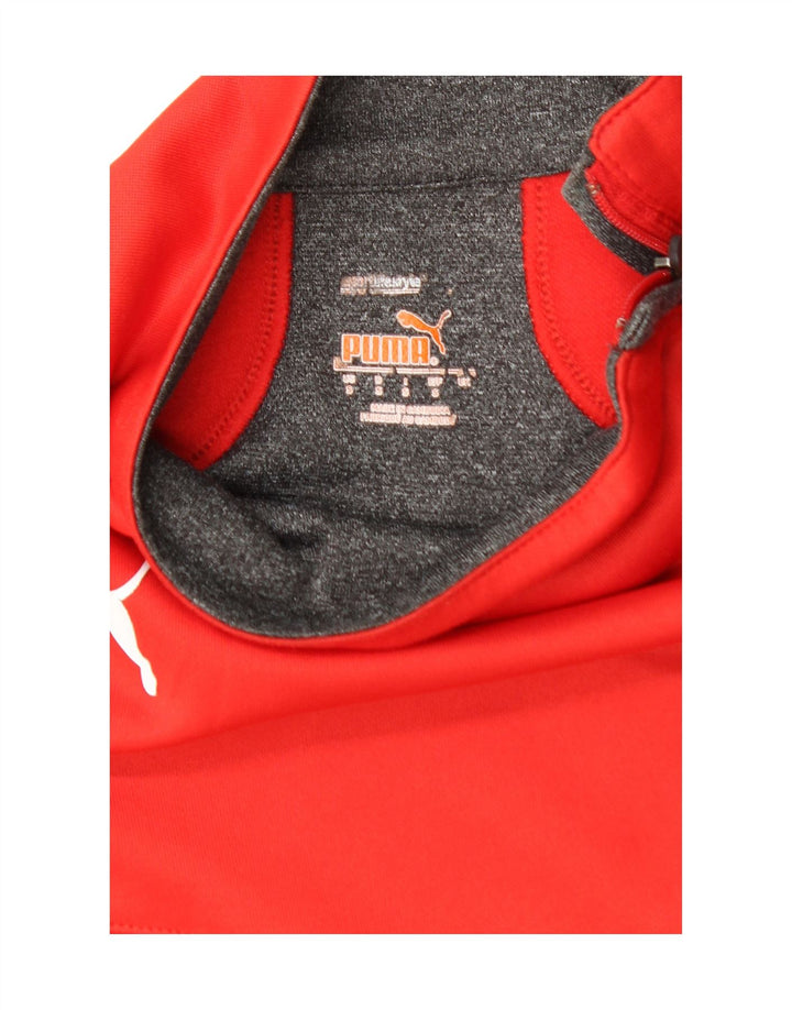 PUMA Mens Zip Neck Pullover Tracksuit Top Small Red Colourblock Polyester